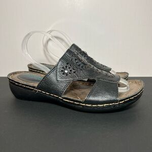 Womens MONTANA Artisan Crafted Perforated Leather Slide Sandals / Size 7 Medium